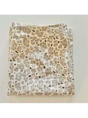 LOFT Cream and Gray Animal Print Pencil Skirt